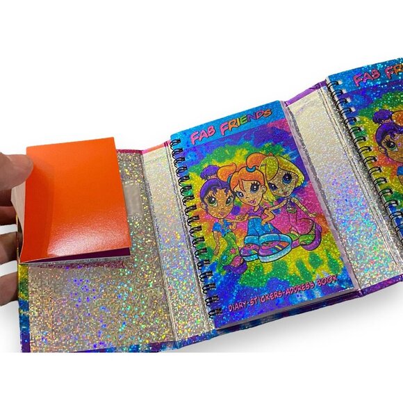 Lisa Frank Fab Friends Tie Dye Tri-Fold Address Book Memo Pad Sticker Book - Picture 4 of 5